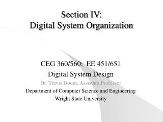 Section IV: Digital System Organization
