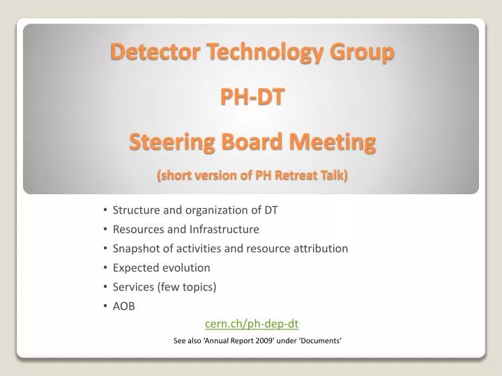 detector technology group ph dt steering board meeting short version of ph retreat talk