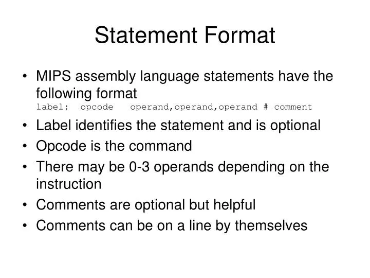 statement format