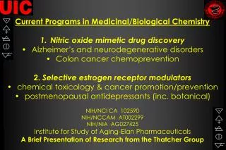 Current Programs in Medicinal/Biological Chemistry Nitric oxide mimetic drug discovery