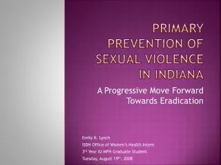 Primary Prevention of Sexual Violence in Indiana