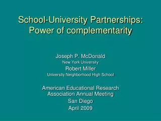 School-University Partnerships: Power of complementarity