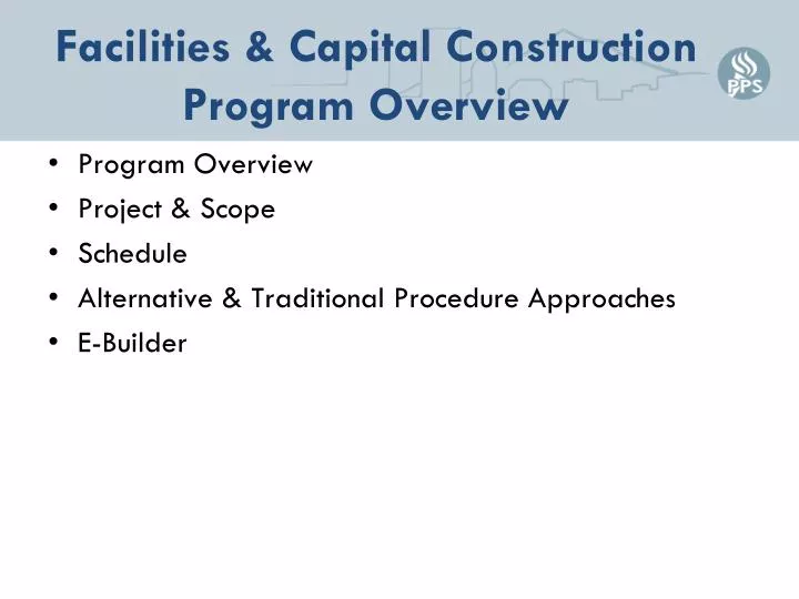 facilities capital construction program overview