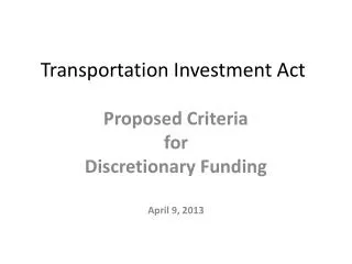 Transportation Investment Act