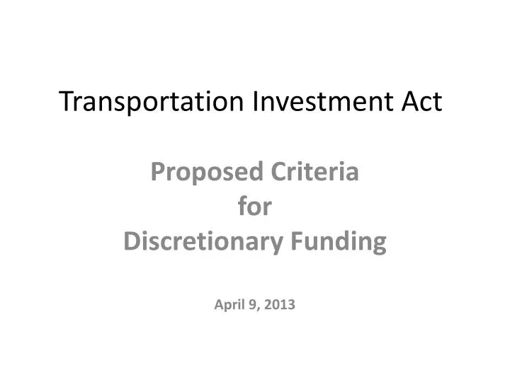 transportation investment act