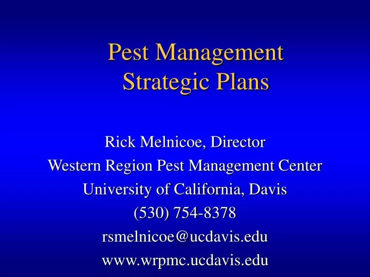 pest management strategic plans