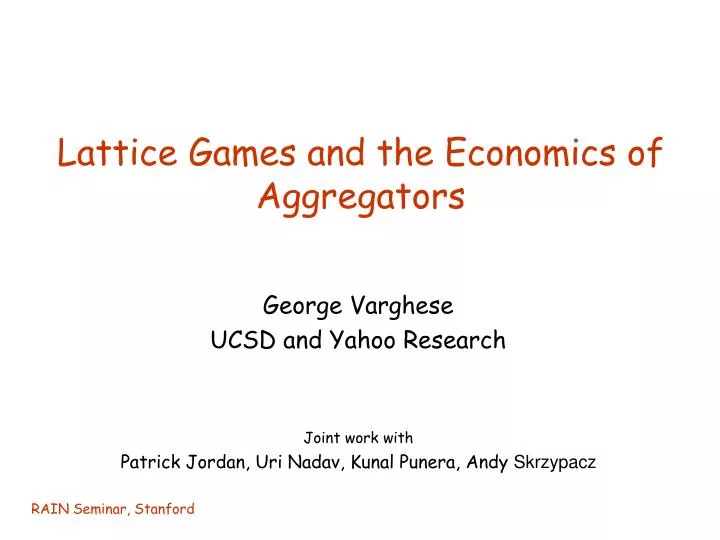 lattice games and the economics of aggregators