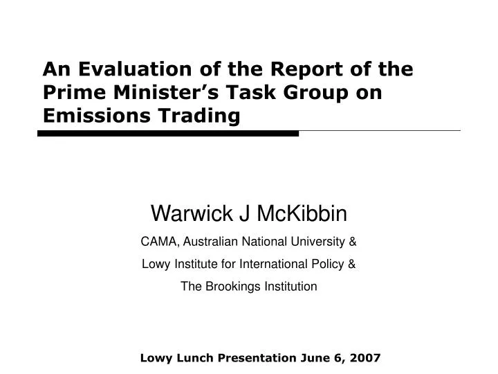 an evaluation of the report of the prime minister s task group on emissions trading