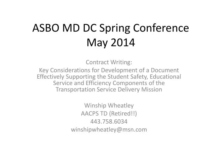 asbo md dc spring conference may 2014