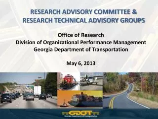 RESEARCH ADVISORY COMMITTEE &amp; RESEARCH TECHNICAL ADVISORY GROUPS