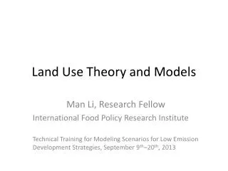 Land Use Theory and Models
