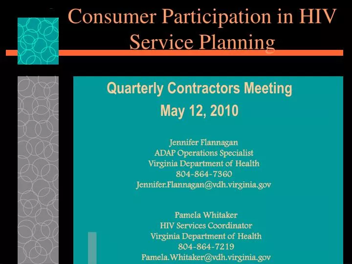 consumer participation in hiv service planning