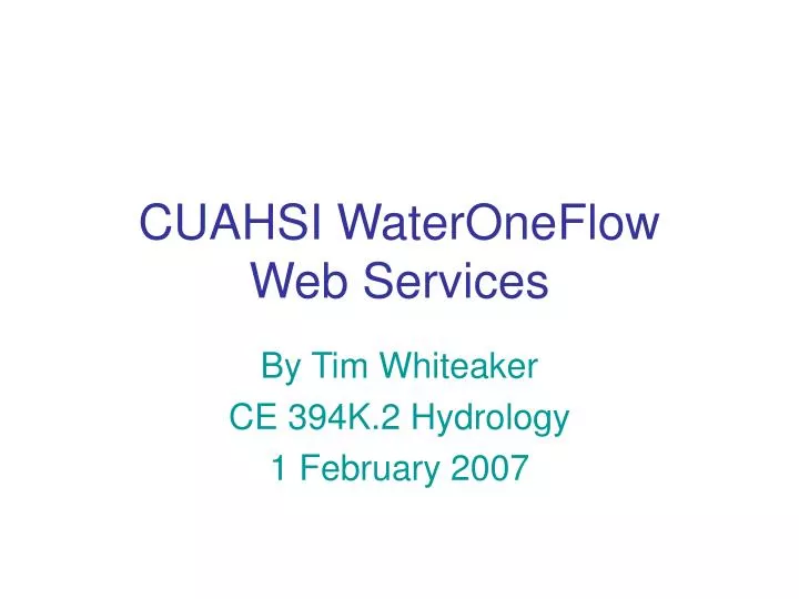 cuahsi wateroneflow web services