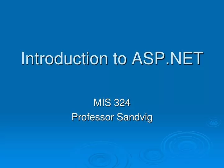 introduction to asp net