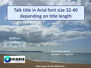 Talk title in Arial font size 32-40 depending on title length