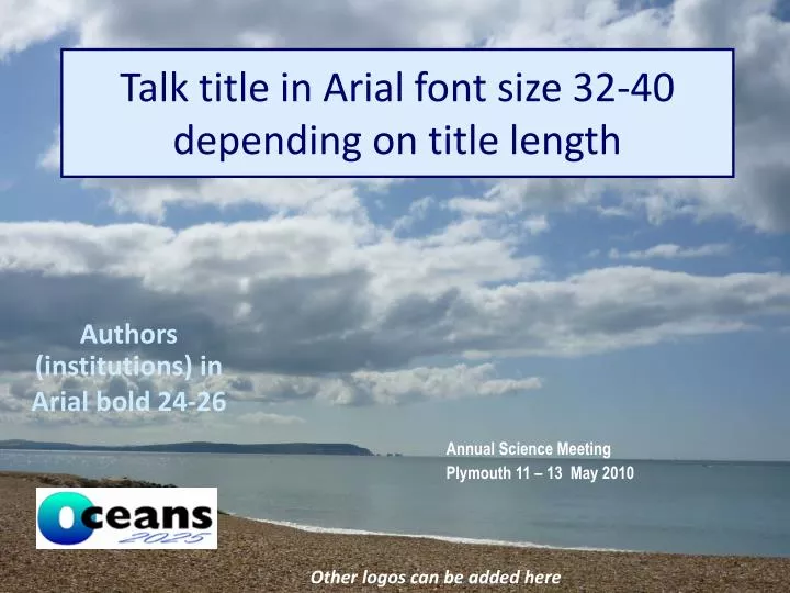 talk title in arial font size 32 40 depending on title length