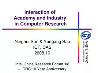 Interaction of Academy and Industry in Computer Research