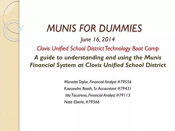 munis for dummies