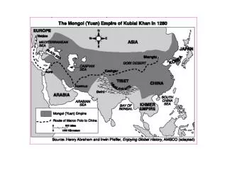The information provided by the map indicates that in 1280 the Mongols controlled