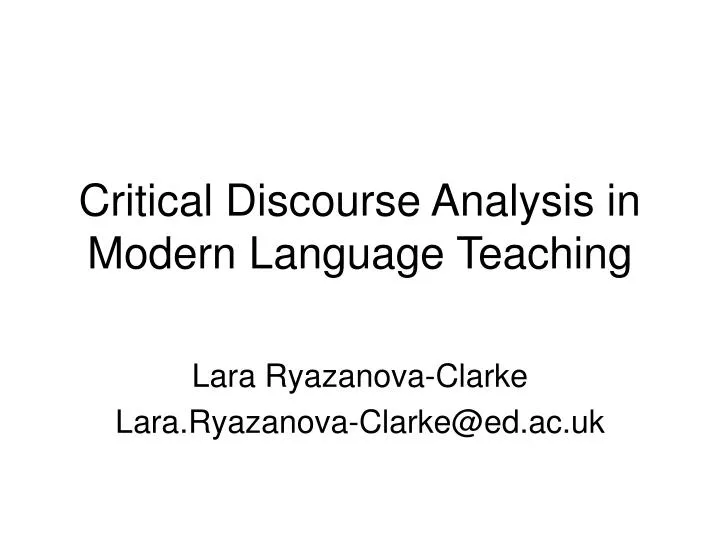 critical discourse analysis in modern language teaching