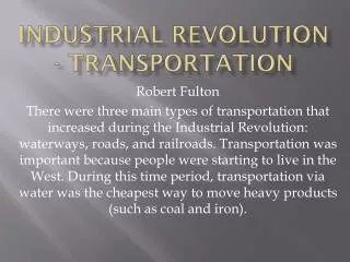 Industrial Revolution - Transportation