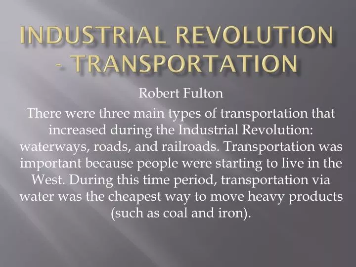 industrial revolution transportation