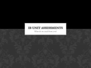 IB Unit Assessments