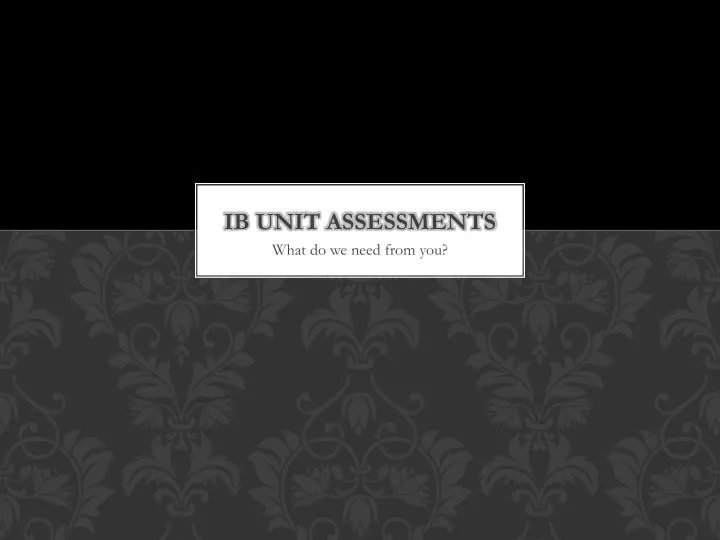 ib unit assessments