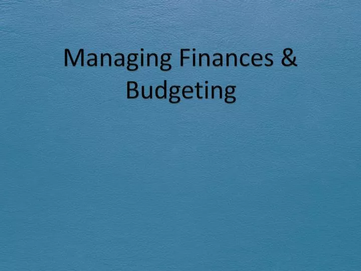 managing finances budgeting