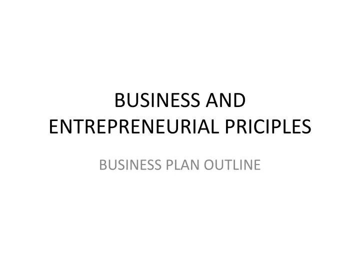 business and entrepreneurial priciples