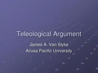 Teleological Argument