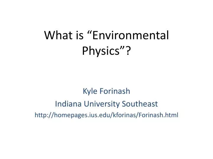what is environmental p hysics