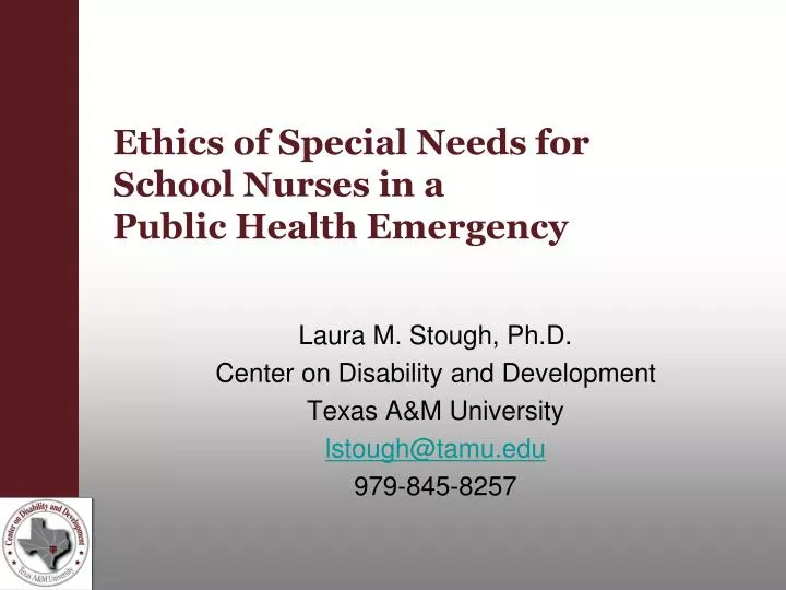 ethics of special needs for school nurses in a public health emergency