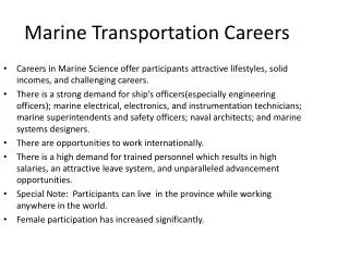 Marine Transportation Careers