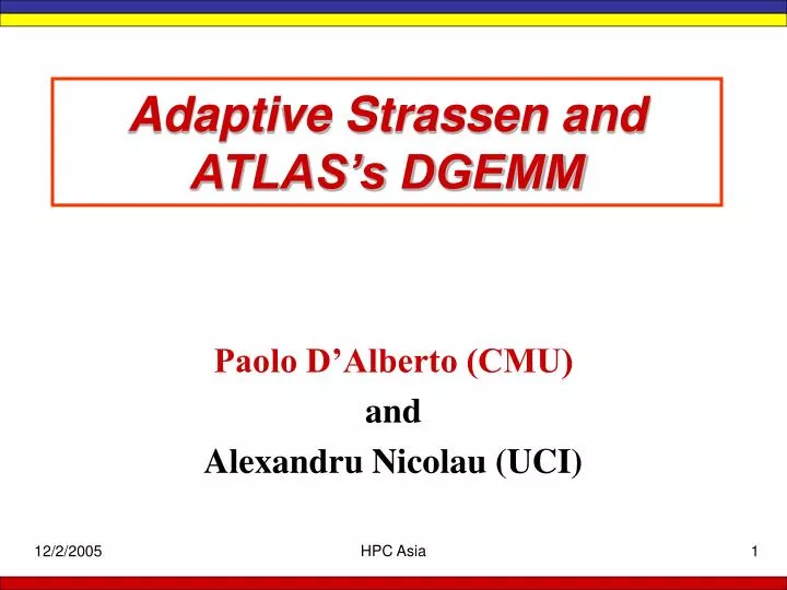 adaptive strassen and atlas s dgemm