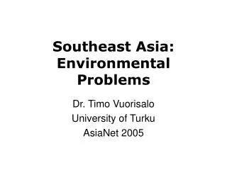 Southeast Asia: Environmental Problems