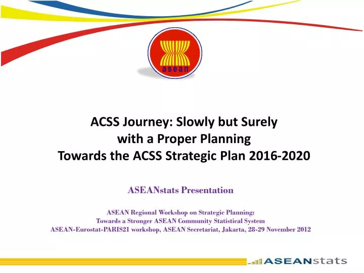 acss journey slowly but surely with a proper planning towards the acss strategic plan 2016 2020