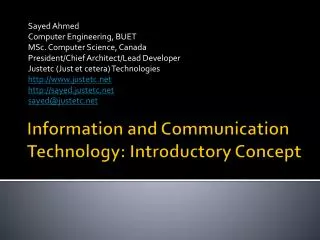 Information and Communication Technology: Introductory Concept