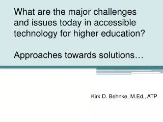 Kirk D. Behnke, M.Ed., ATP