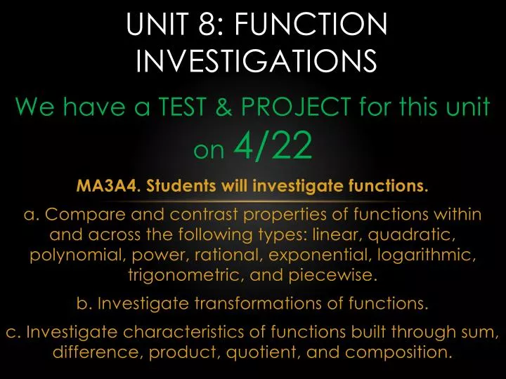 unit 8 function investigations