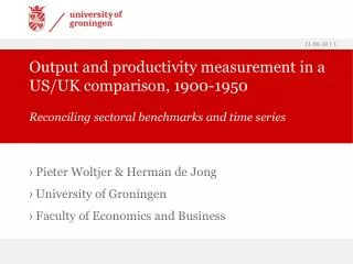 Output and productivity measurement in a US/UK comparison, 1900-1950