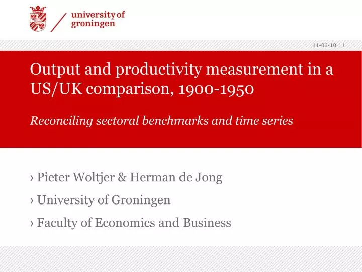 output and productivity measurement in a us uk comparison 1900 1950