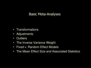 Basic Meta-Analyses