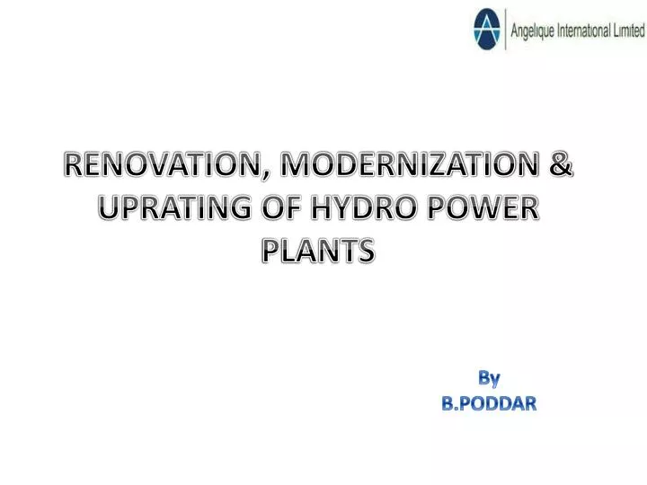 renovation modernization uprating of hydro power plants