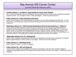 Bay-Arenac ISD Career Center Current Events for February 2012