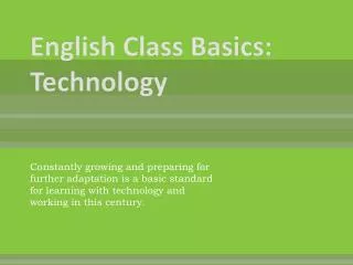 English Class Basics: Technology