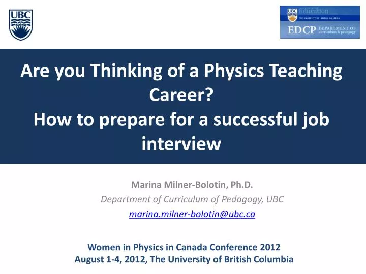 are you thinking of a p hysics teaching c areer how to prepare for a successful job interview