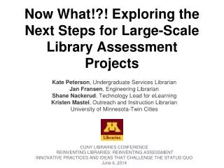 Now What!?! Exploring the Next Steps for Large-Scale Library Assessment Projects