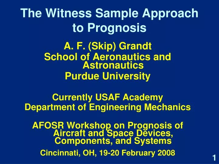 the witness sample approach to prognosis