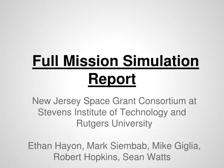 full mission simulation report